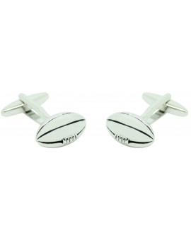 Gemelli per camicia in argento con pallone da rugby