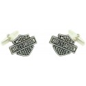 Boutons de manchette Harley Davidson Skull en argent 925 PREMIUM