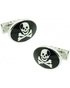 Gemelos para camisa Skultuna calavera ondulado - negra