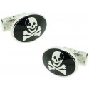 Gemelos para camisa Skultuna calavera ondulado - negra