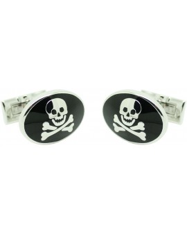 Cufflinks for shirt Skultuna wavy skull - black