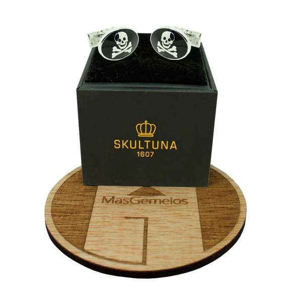 Skultuna Wavy Skull Shirt Cufflinks - Black