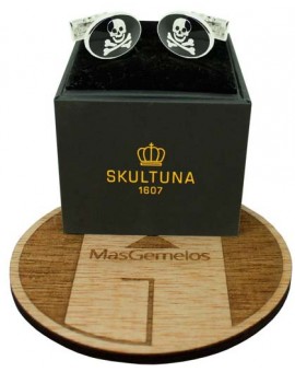 Cufflinks for shirt Skultuna wavy skull - black