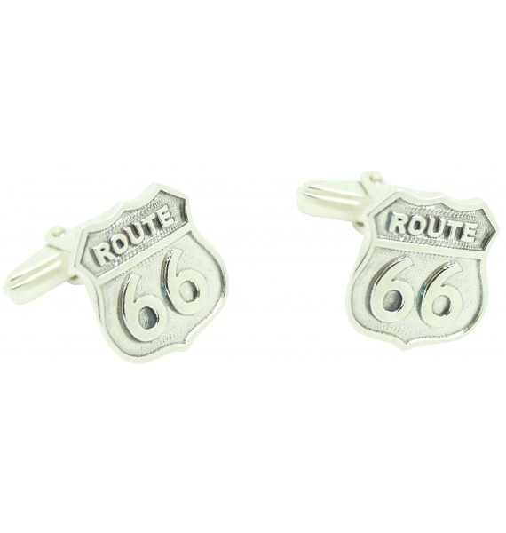 Boutons de manchette de chemise Route 66 argent sterling 925 PREMIUM