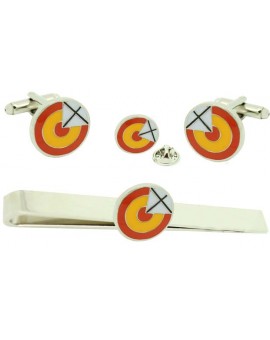 Pack Gemelos de camisa escarapela con Cruz de San Andrés con Pasador de corbata y Pin de solapa