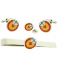 Pack Rosette Shirt Cufflinks with Saint Andrew's Cross with Tie Pin and Lapel Pin