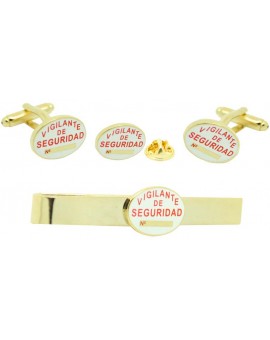 Pack de gemelos de camisa vigilante de seguridad con pasador de corbata y Pin