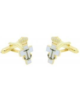 Gemelos para camisa medalla cruz del merito naval con distintivo blanco 2