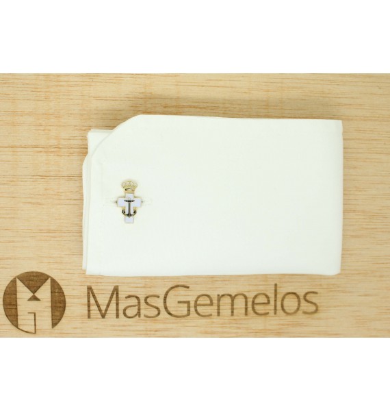 Gemelli da camicia con medaglia croce al merito navale con stemma bian