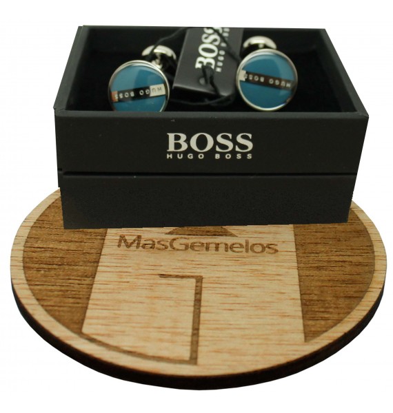 Gemelos Hugo Boss Roundel enamel Fix - azulon