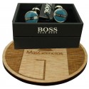 Gemelos Hugo Boss Roundel enamel Fix - azulon