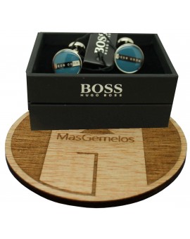 Gemelos Hugo Boss Roundel enamel Fix - azulon