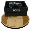 Cufflinks Hugo Boss Roundel enamel Fix - navy blue