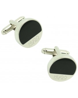 Gemelos Hugo Boss roundel middle black - plated