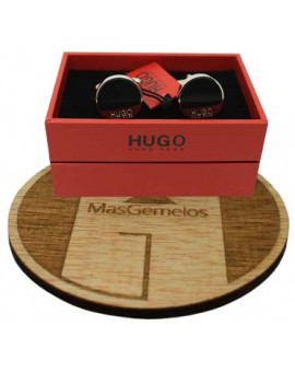 Manschettenknöpfe Hugo Boss roundel middle black - plattiert