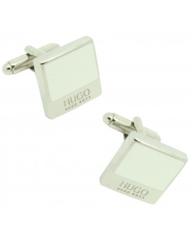Gemelos Hugo Boss square WHITE elegant - plated