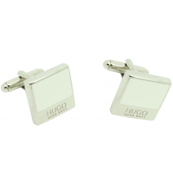 Gemelos Hugo Boss square WHITE elegant - plated