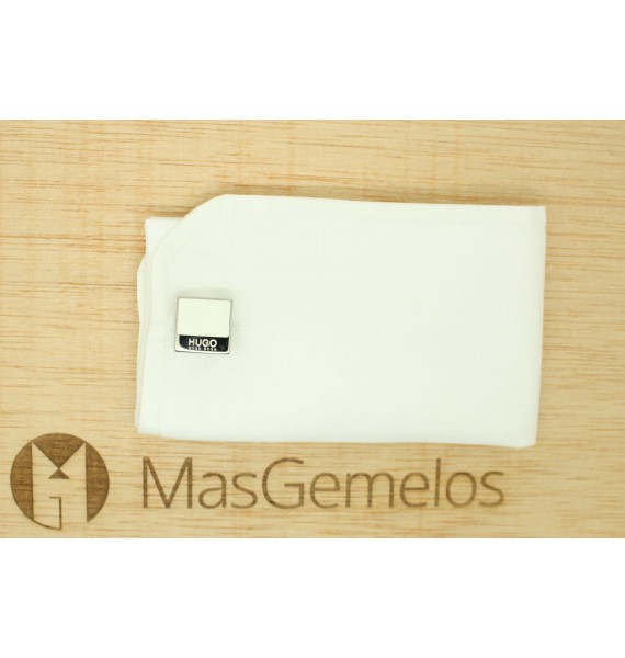 Gemelos Hugo Boss square WHITE elegant - plated