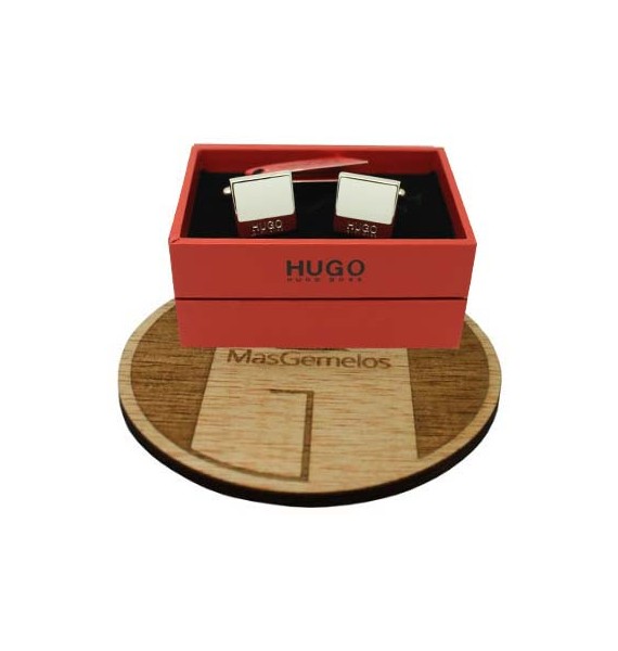 Gemelos Hugo Boss square WHITE elegant - plated