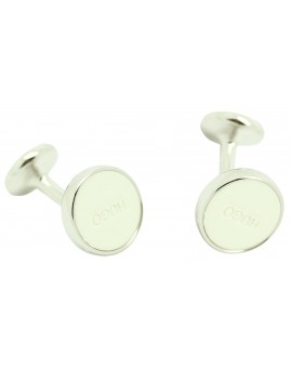 Gemelos Hugo Boss round classic blanco 2
