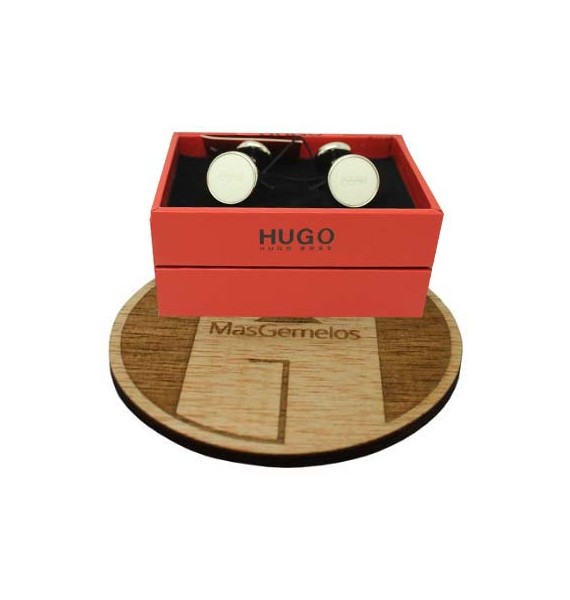 Cufflinks Hugo Boss round classic white