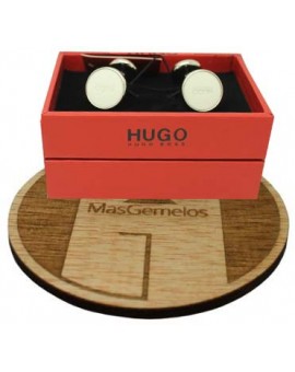 Gemelos Hugo Boss round classic blanco