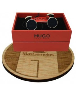 Gemelos Hugo Boss round classic azul marino