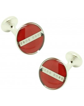 Gemelos Hugo Boss Roundel enamel Fix - rojo