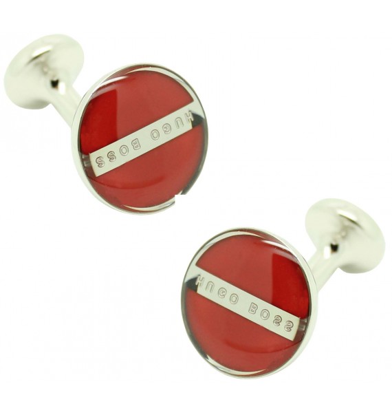 Gemelos Hugo Boss Roundel enamel Fix - rojo