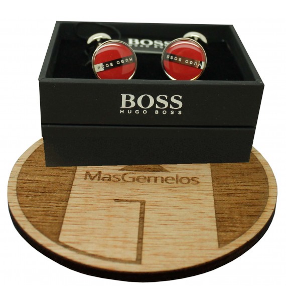 Manschettenknöpfe Hugo Boss Roundel Fix - Rot