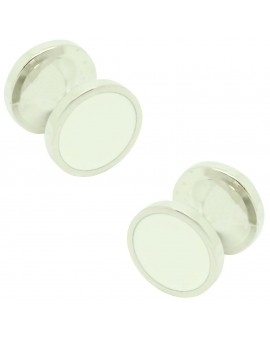 Gemelos para camisa redondos Hugo Boss con esmalte blanco