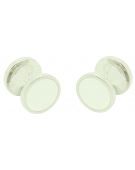 Gemelos para camisa redondos Hugo Boss con esmalte blanco 2