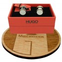 Cufflinks for round shirt Hugo Boss with white enamel