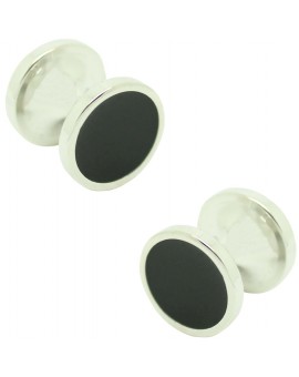 Gemelos para camisa redondos Hugo Boss con esmalte negro