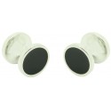 Cufflinks for round shirt Hugo Boss with black enamel