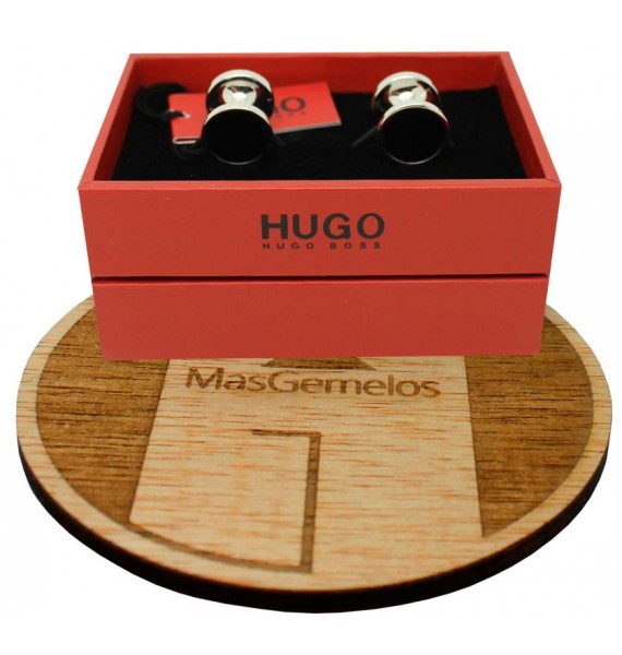 Gémeos para camisa redonda Hugo Boss com esmalte preto