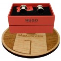 Cufflinks for round shirt Hugo Boss with black enamel