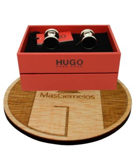 Cufflinks for round shirt Hugo Boss with black enamel