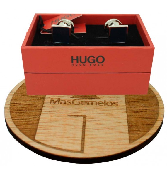 Cufflinks for square shirt Hugo Boss with blue navy enamel