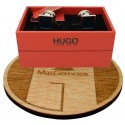 Cufflinks for square shirt Hugo Boss with blue navy enamel
