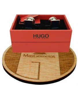 Gemelos para camisa cuadrado Hugo Boss con esmalte azul marino