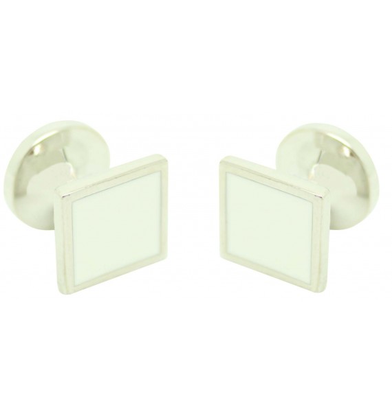 Cufflinks for square shirt Hugo Boss with white enamel