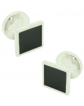 Gemelos para camisa cuadrado Hugo Boss con esmalte negro