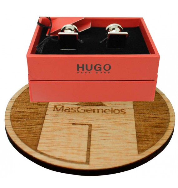 Gemelos para camisa cuadrado Hugo Boss con esmalte negro