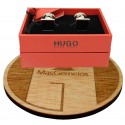 Cufflinks for square shirt Hugo Boss with black enamel
