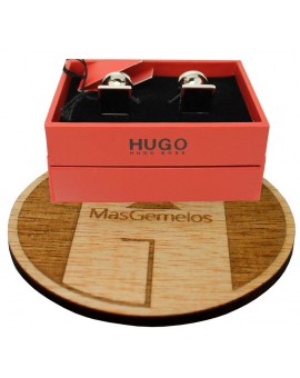 Cufflinks for square shirt Hugo Boss with black enamel