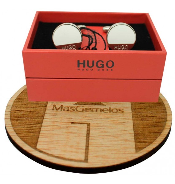 Hugo Boss runde, weiße, elegante Manschettenknöpfe vergoldet Hugo Boss