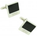 Gemelos Hugo Boss square negro elegant - plated