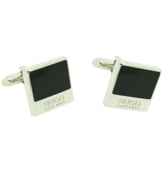 Gemelos Hugo Boss square negro elegant - plated