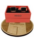 Gemelos Hugo Boss square negro elegant - plated